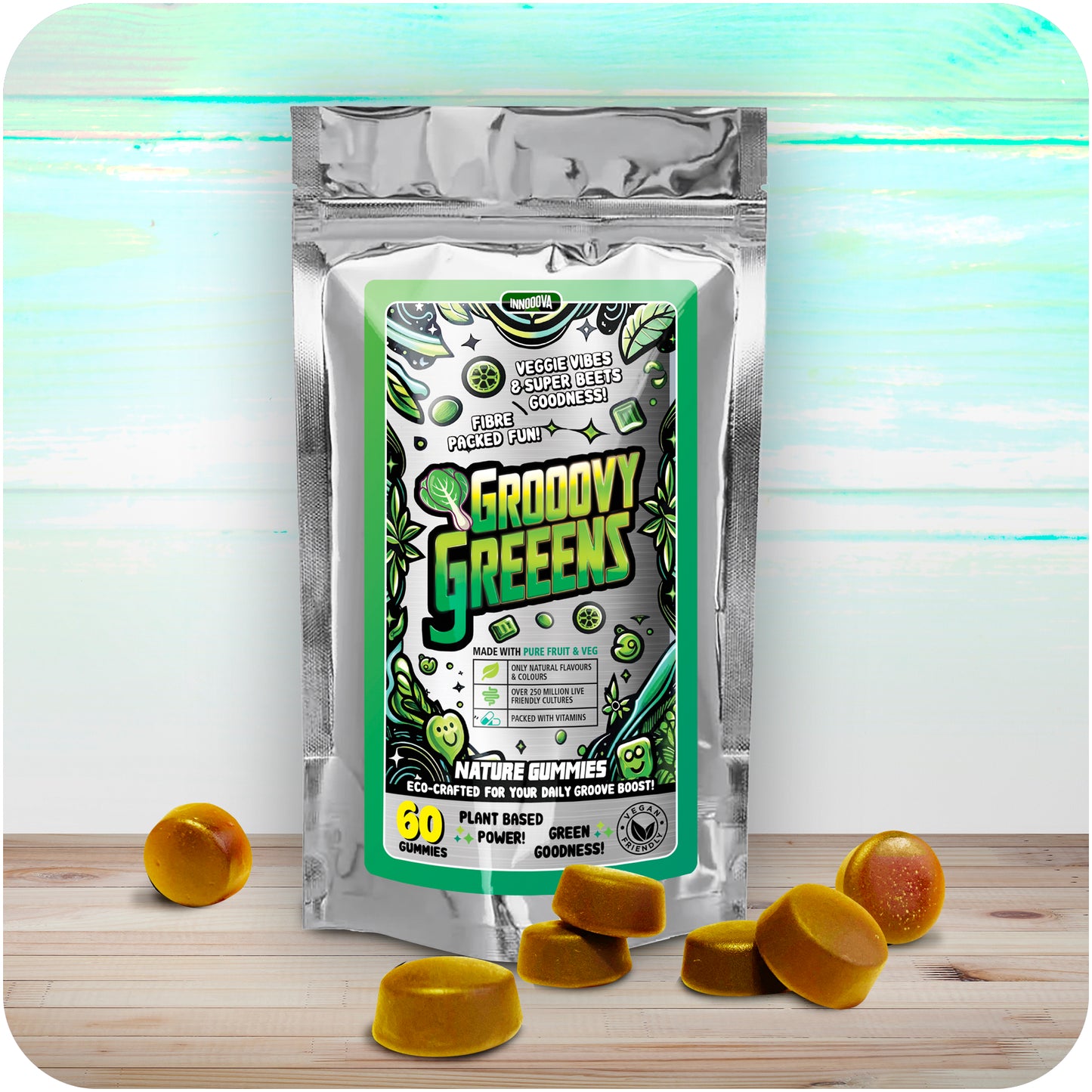 Grooovy Greeens x60 Superfood Gummies | Apple | Greens, Prebiotics & Gut Support