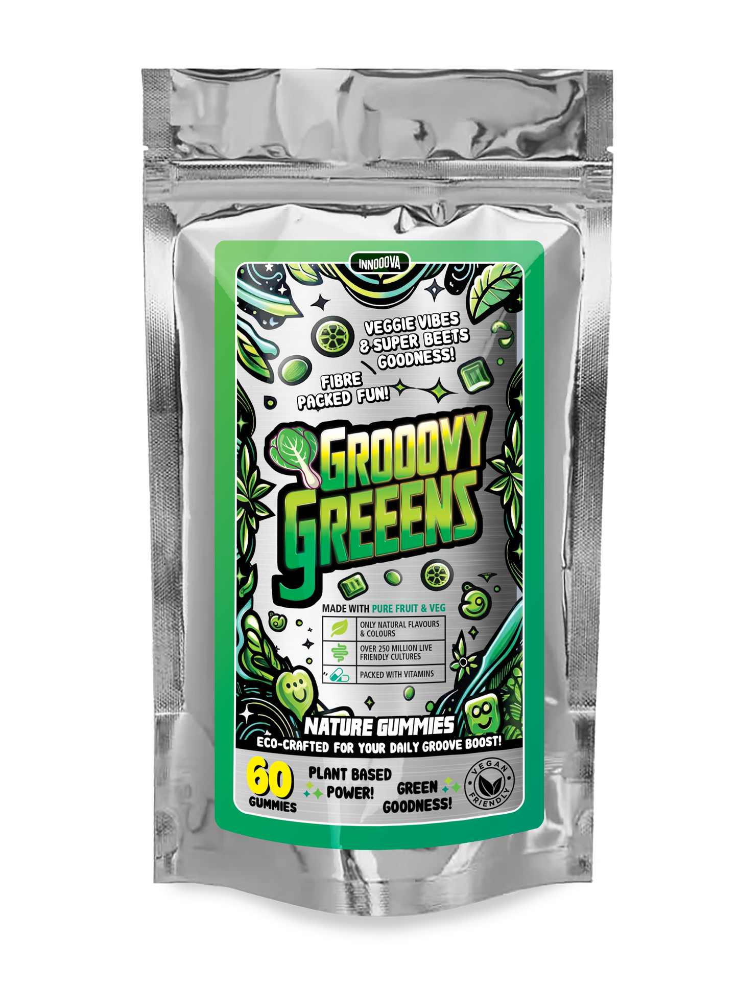 Grooovy Greeens x60 Superfood Gummies | Apple | Greens, Prebiotics & Gut Support