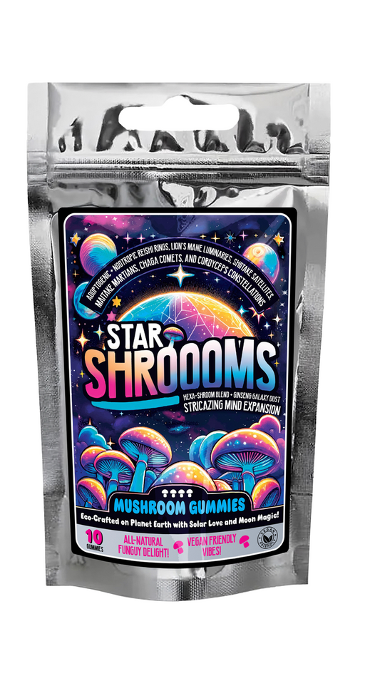 Starshroooms x10 Mushroom Gummies | Blackcurrant | 6 Mushrooms + Ginseng for Mind & Mood