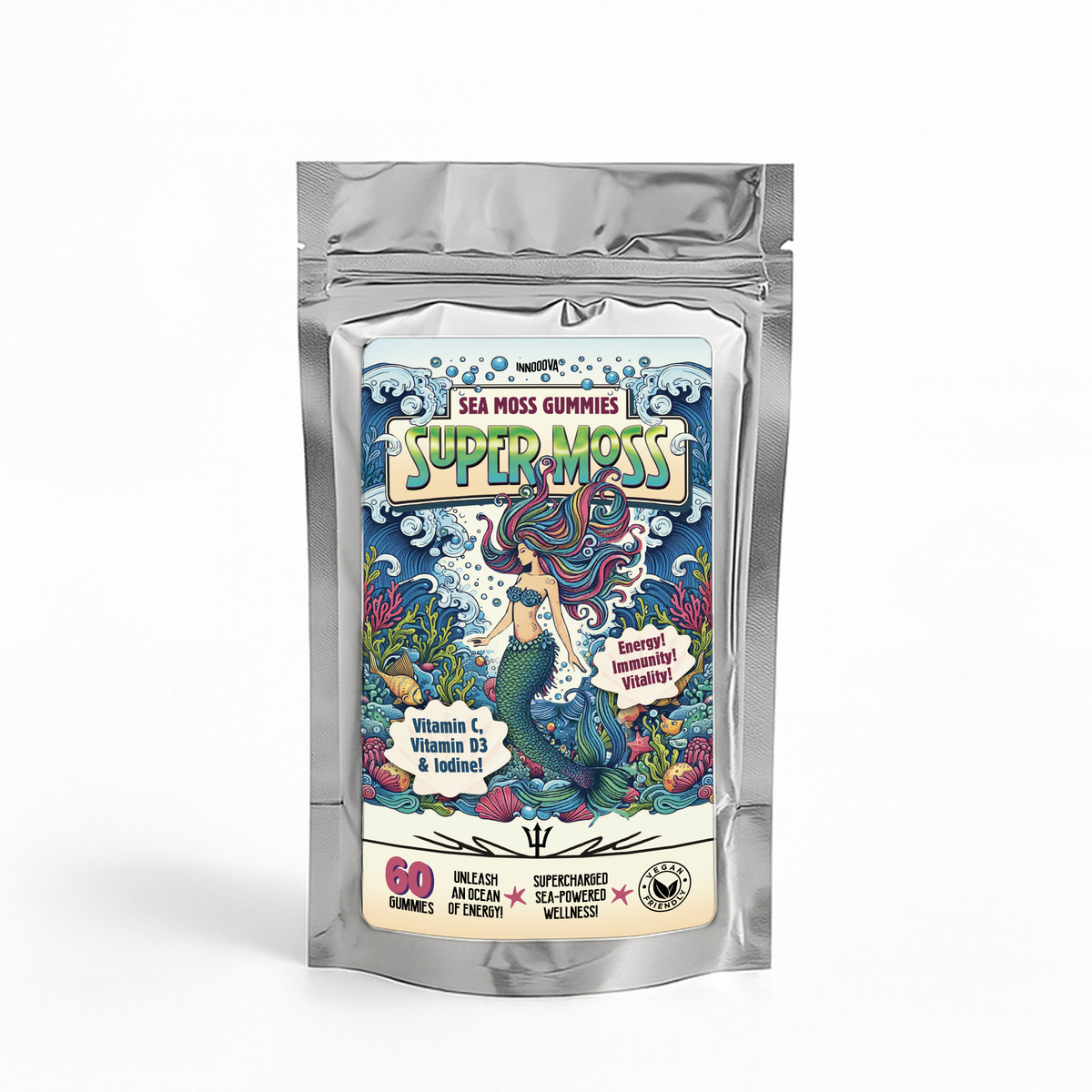 SuperMoss Sea Moss Gummies | Apple Flavour | 60 Gummies | Sea-Powered Energy, Immunity & Vitality